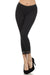 Sakkas Cotton Blend Lace Trim Stretch Capri Leggings - Made in USA