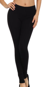 Sakkas Cotton Blend Solid Color Footless Stretch Leggings - Made in USA