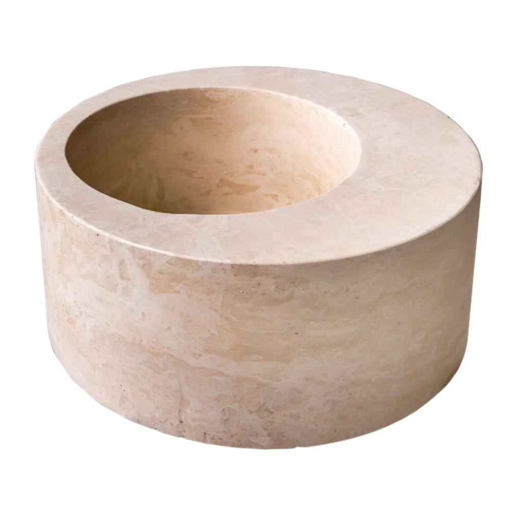 Natural Stone Light Beige Travertine Round Sink Honed (D)18