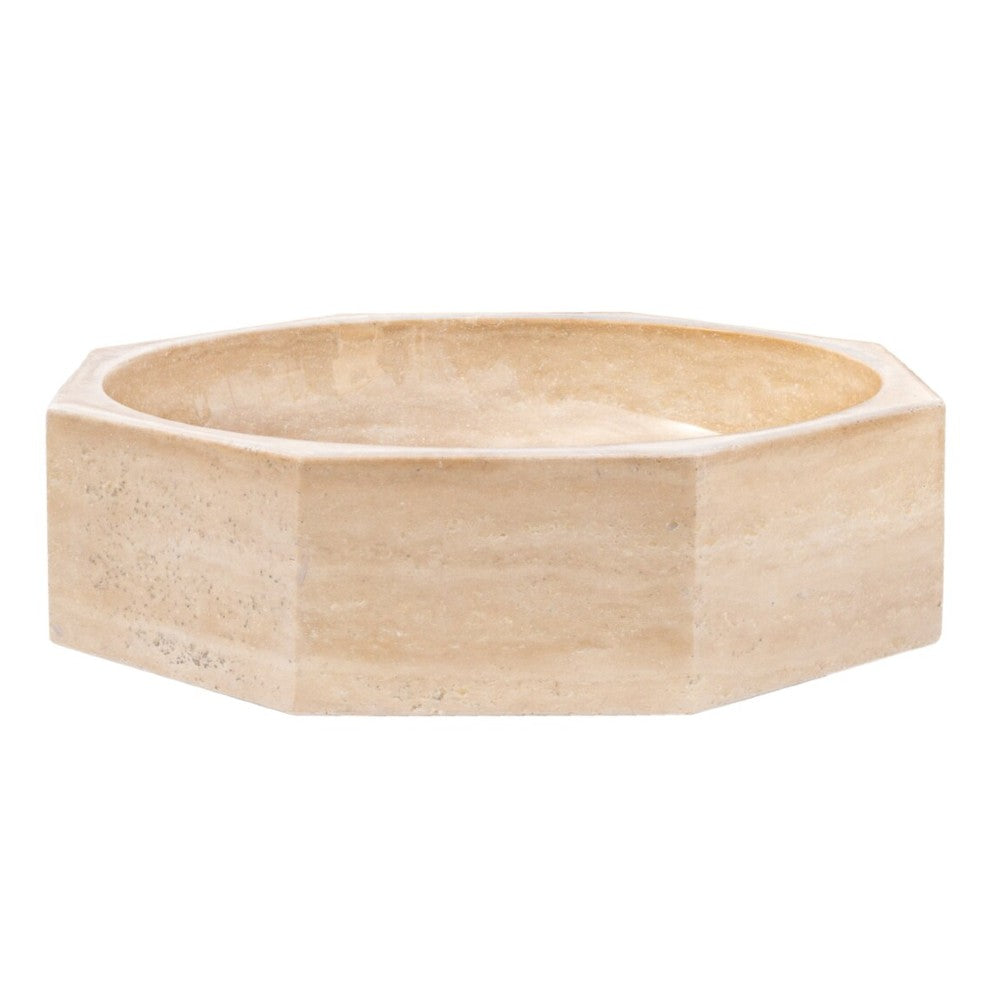 Light Beige Travertine Octagon Vessel Sink Bowl Polished (D)16" (H)5"