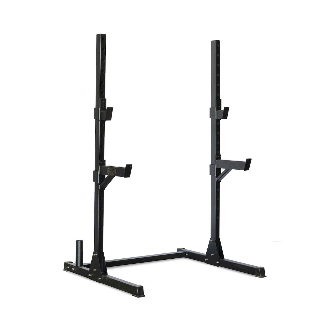 Compact Squat Stand - Muscle D Fitness - Adjustable Safety Guards - Vertical Bar Storage - Home Gym