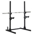 Compact Squat Stand Complete Weight Set - Muscle D Fitness - Adjustable Safety Guards - Vertical Bar Storage - Home Gym