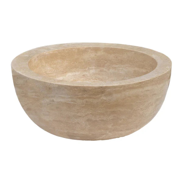 Light Beige Travertine Sloped Bathroom Vessel Sink Honed (D)16