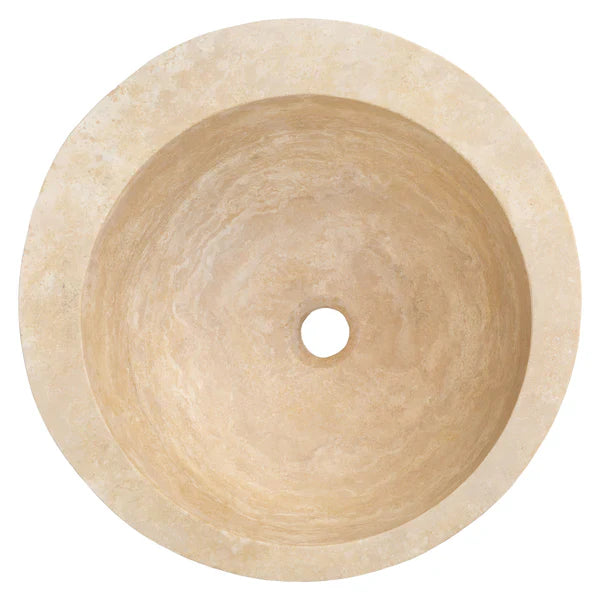 Light Beige Travertine Sloped Bathroom Vessel Sink Honed (D)16