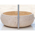 Light Beige Travertine Vessel Bathroom Sink Polished Inside and Sandblasted Outside  (D)16" (H)6"
