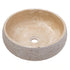 Light Beige Travertine Vessel Bathroom Sink Polished Inside and Sandblasted Outside  (D)16" (H)6"