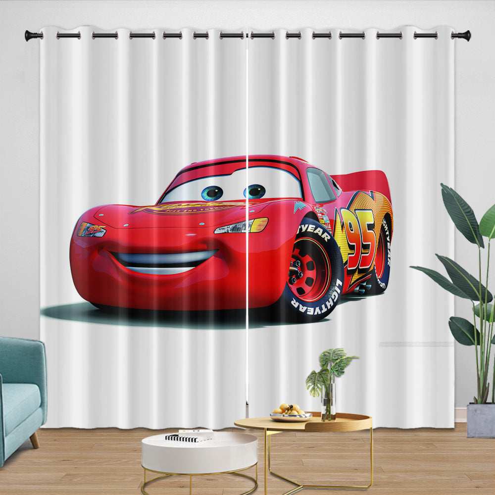 Lightning McQueen Curtains Pattern Blackout Window Drapes