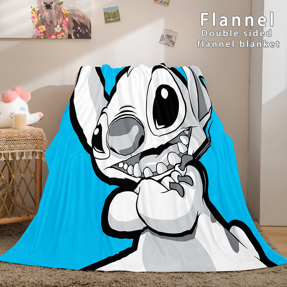 Lilo and Stitch Ohana Flannel Blanket Warm Cozy Throw Bed Blanket