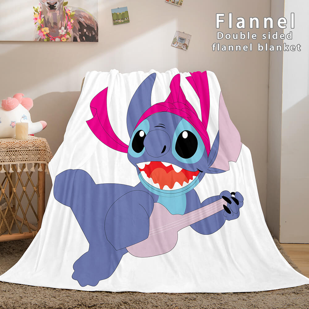 Lilo and Stitch Ohana Flannel Blanket Warm Cozy Throw Bed Blanket