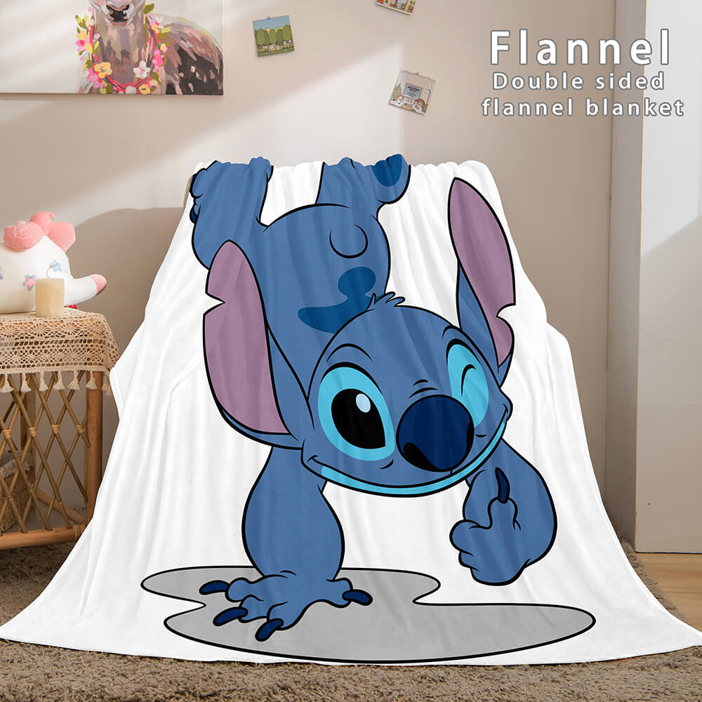 Lilo and Stitch Ohana Flannel Blanket Warm Cozy Throw Bed Blanket
