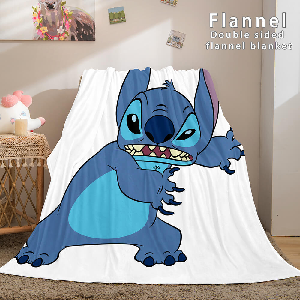 Lilo and Stitch Ohana Flannel Blanket Warm Cozy Throw Bed Blanket