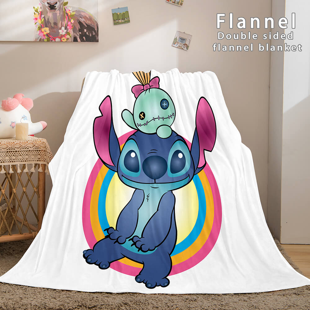 Lilo and Stitch Ohana Flannel Blanket Warm Cozy Throw Bed Blanket