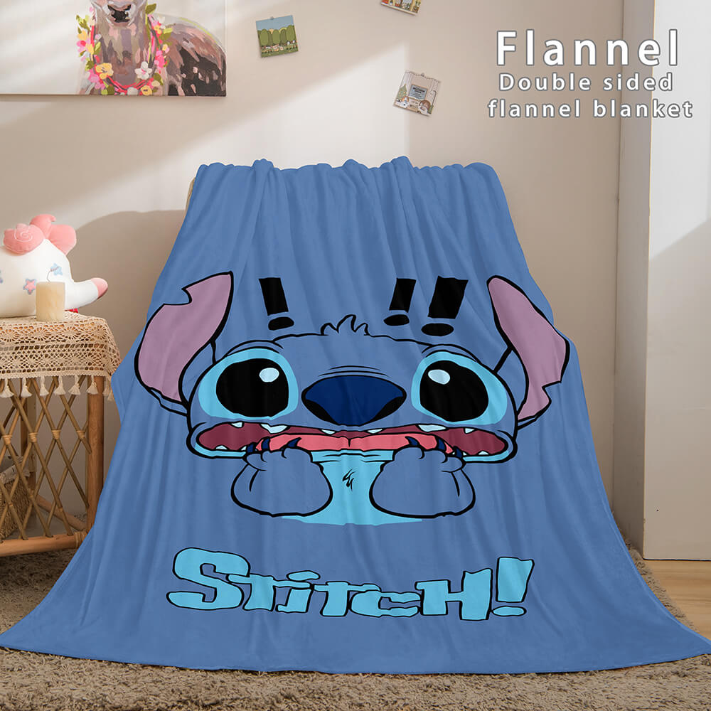 Lilo and Stitch Ohana Flannel Blanket Warm Cozy Throw Bed Blanket