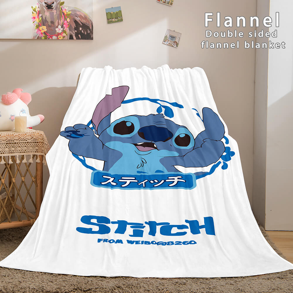 Lilo and Stitch Ohana Flannel Blanket Warm Cozy Throw Bed Blanket