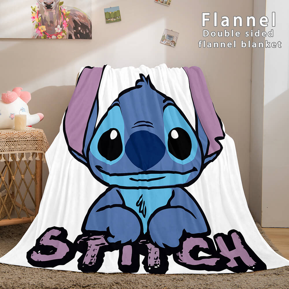 Lilo and Stitch Ohana Flannel Blanket Warm Cozy Throw Bed Blanket