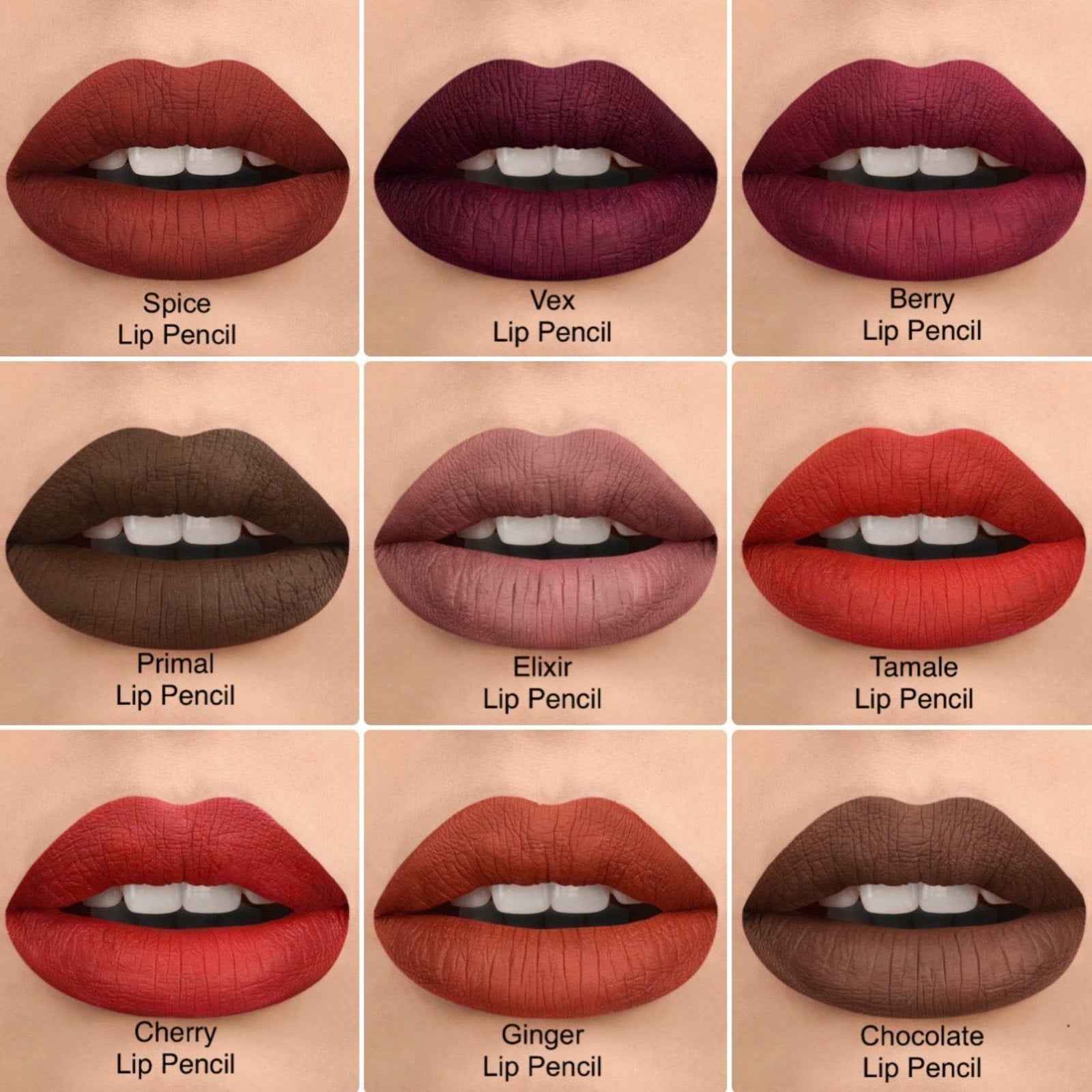 RETRACTABLE MATTE LIP PENCILS with SHEA BUTTER 9 Rich, Smudge‑Resistant Shades