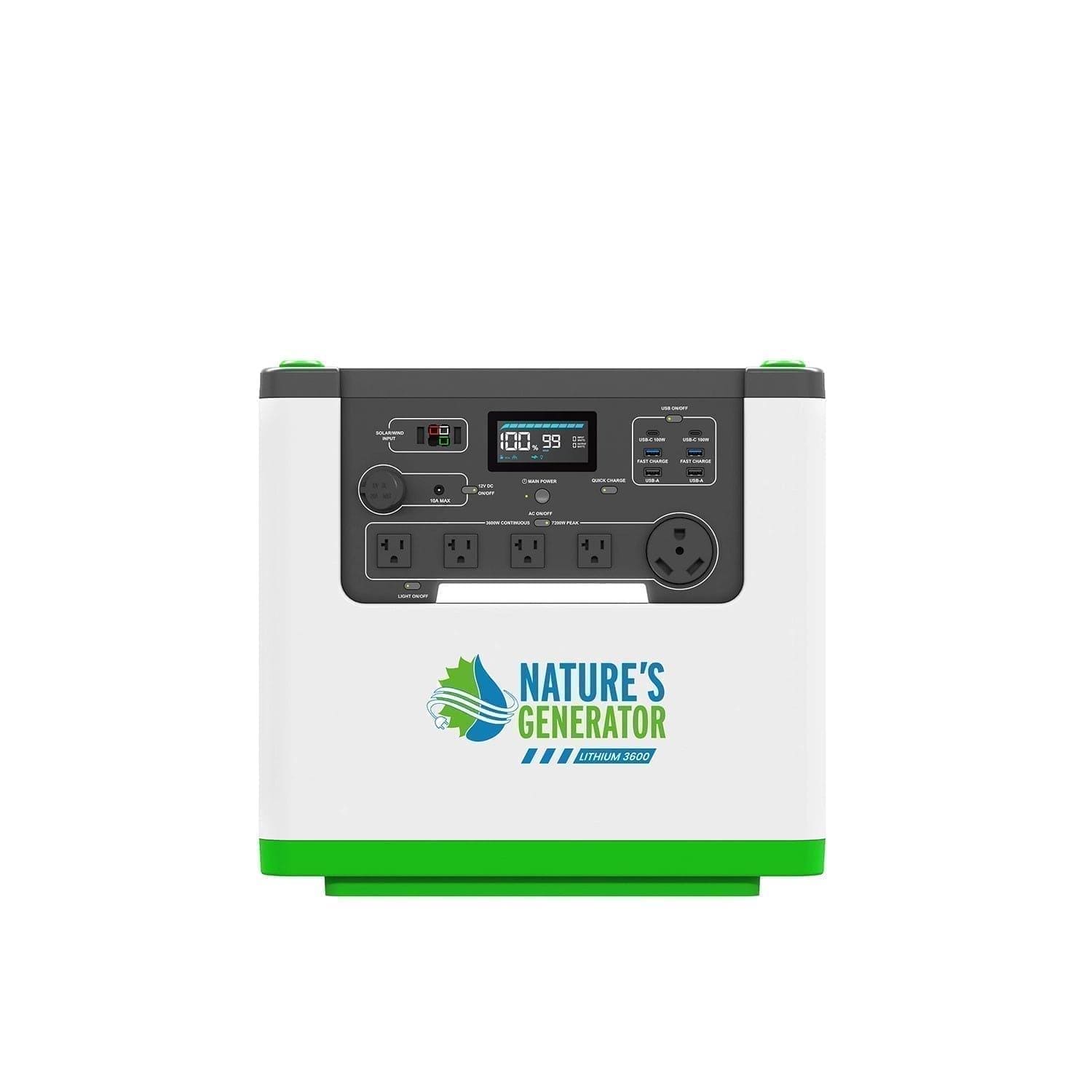 Nature's Generator Lithium 3600 Solar Generator and Transfer Switch