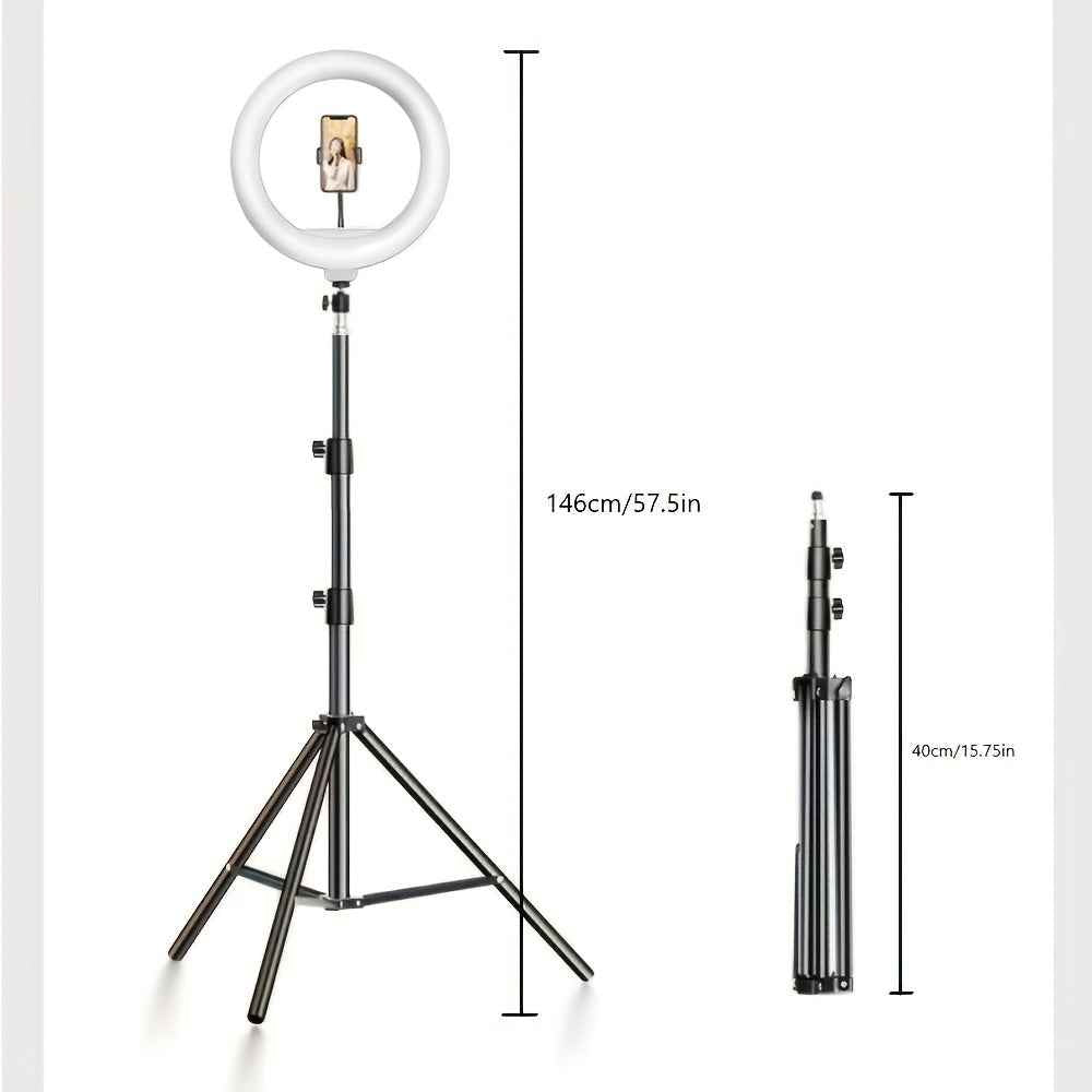 LED Ring Light with Tripod and Phone Holder USB Selfie Video Light 26cm