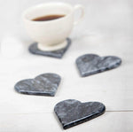 Marble 4"x5" Heart Shape Coasters Semi-polished set of 4