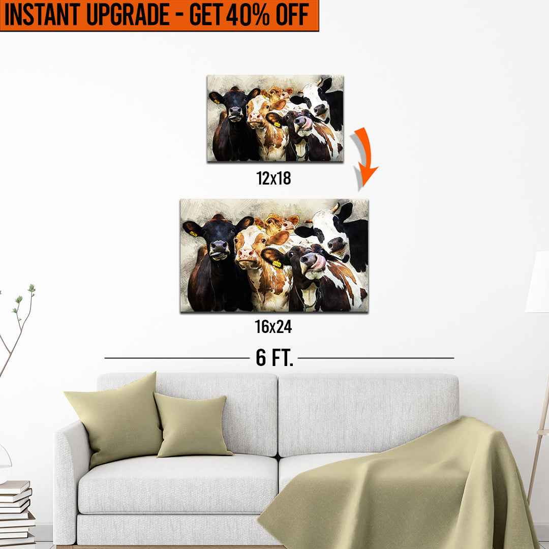 Upgrade Your 18x12 Inches 'Cows Cattle Portrait' Canvas Measuring 24x16 Inches
