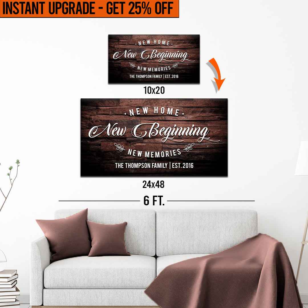 Upgrade Your 20x10 Inches 'New Home Sign' (Style 1) Canvas To 48x24 Inches