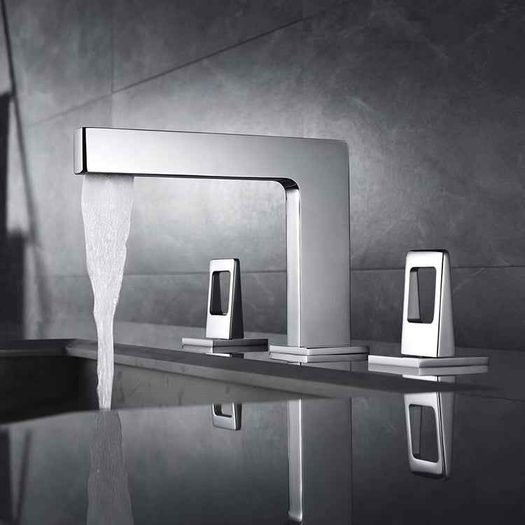Chrome 3-Hole, Dual Handle Widespread Bathroom Faucet with Pop-Up Drain