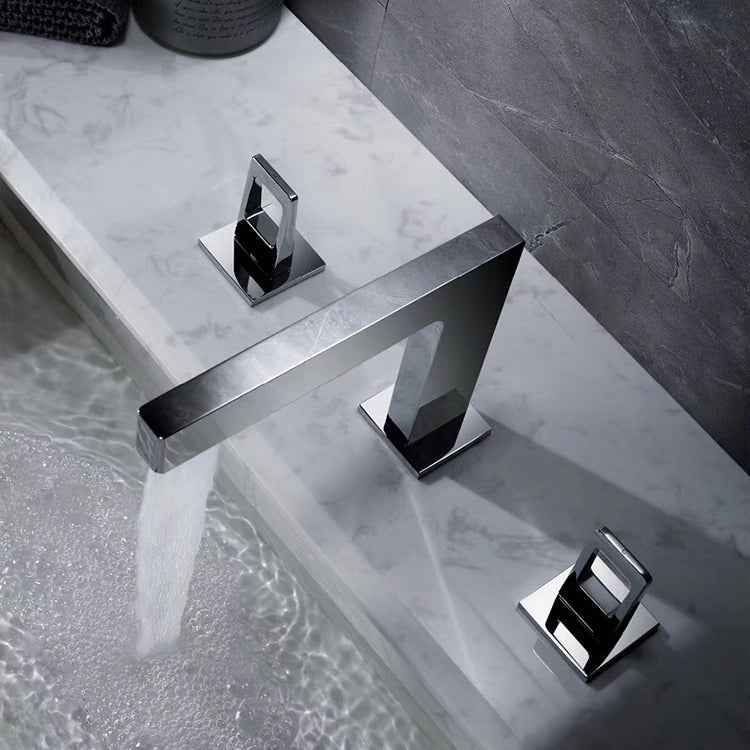 Chrome 3-Hole, Dual Handle Widespread Bathroom Faucet with Pop-Up Drain