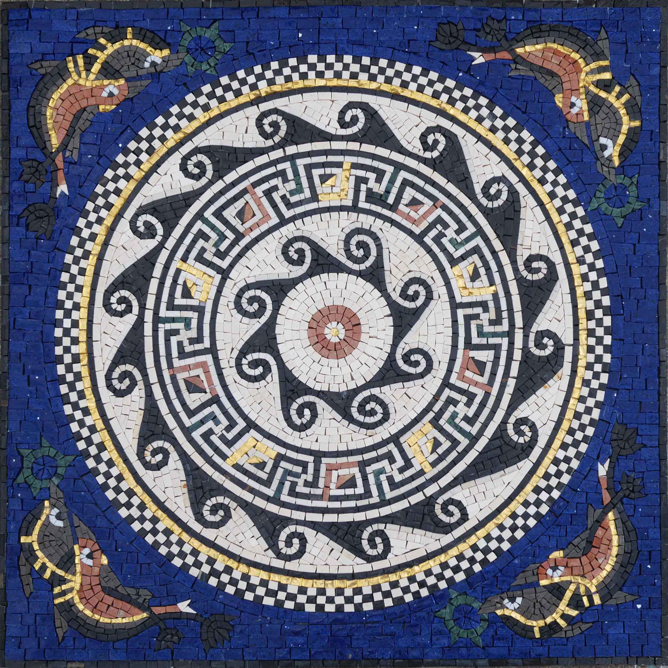 Geometric Mosaic Art - Ancient Fish