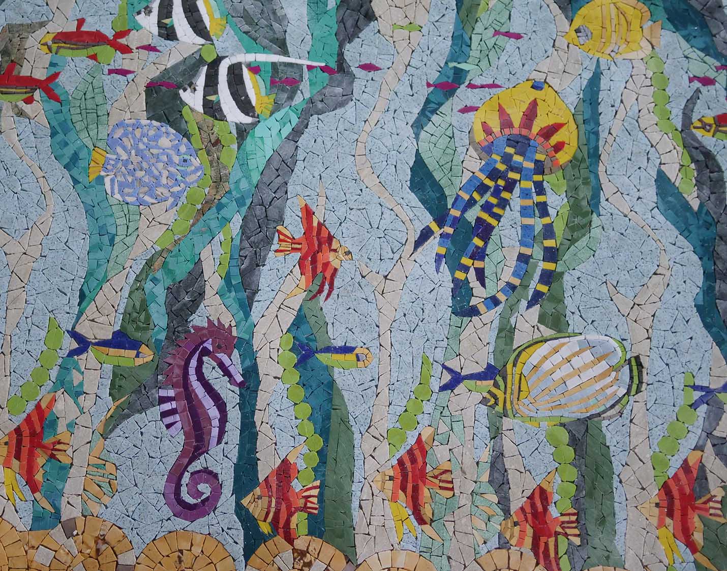 Underwater Mosaic Background - Handmade Art