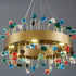 Alpignano | Gold Round Colorful Crystal Chandelier for Living room, Kitchen