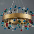 Alpignano | Gold Round Colorful Crystal Chandelier for Living room, Kitchen