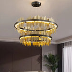Black Chandelier for Living Room | Veyrier Modern Gold Ring