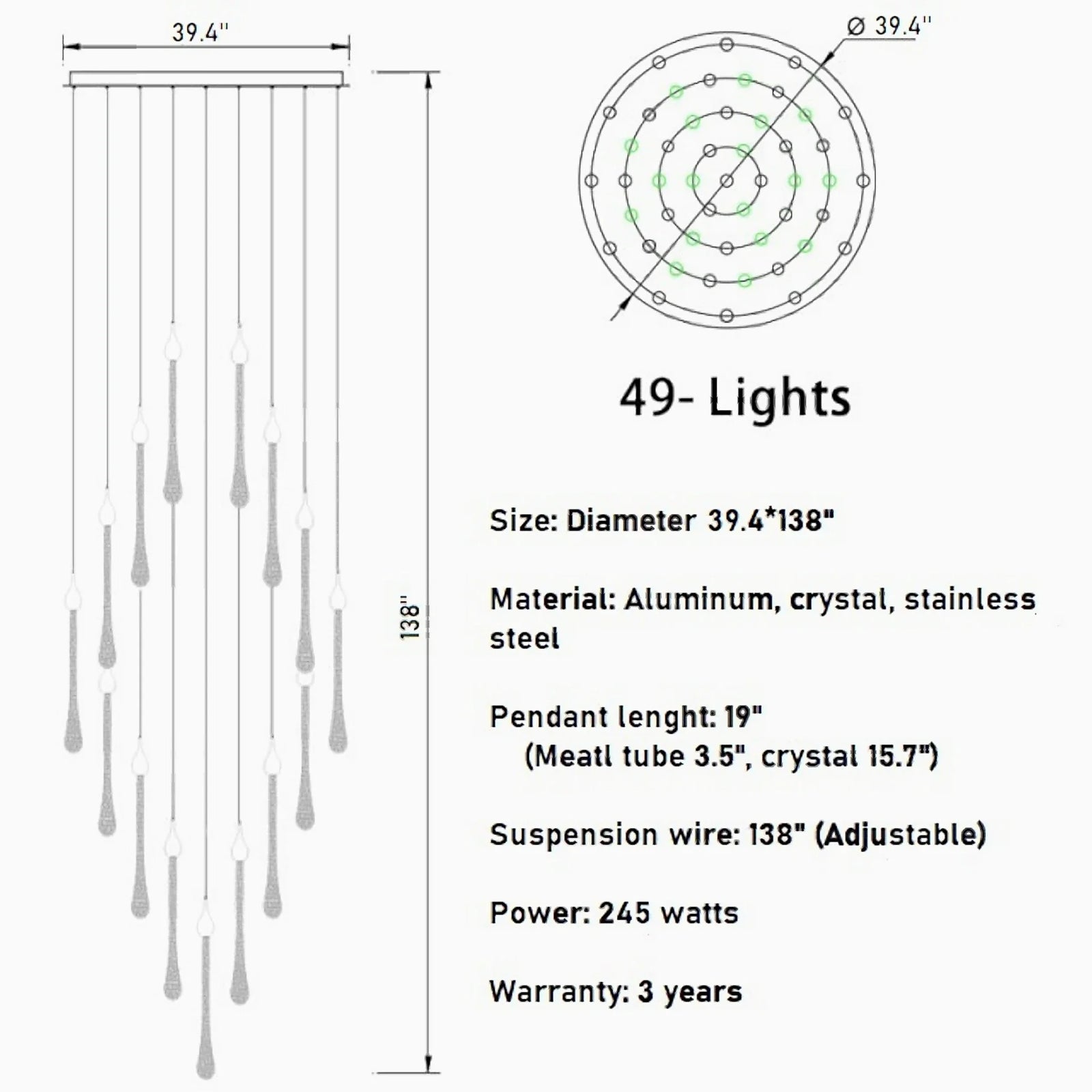Castagniers | Staircase Gold Crystal Chandelier
