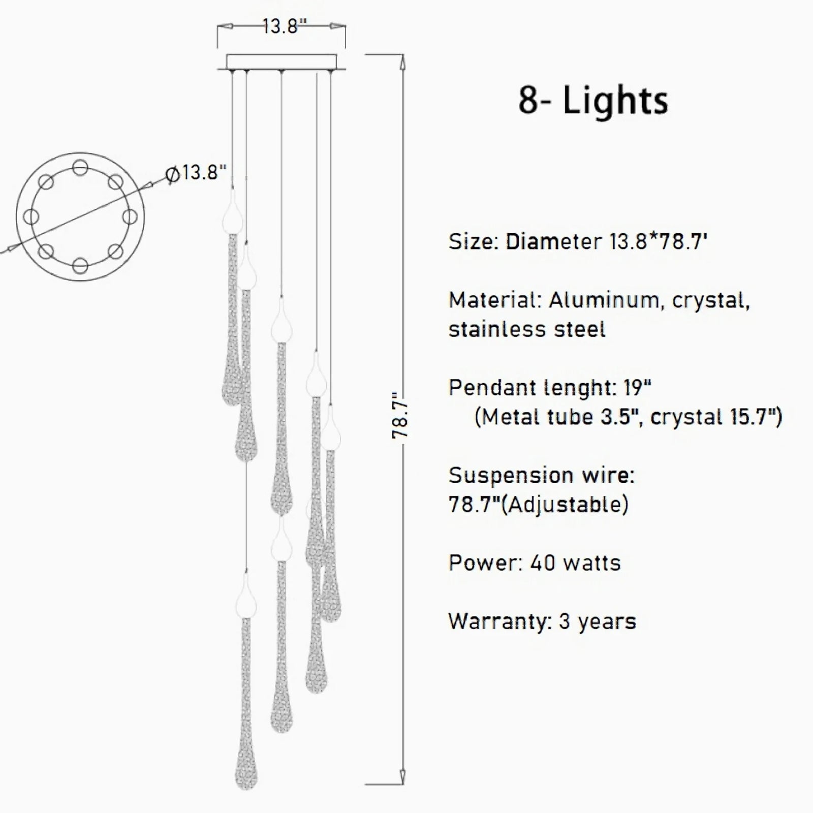 Castagniers | Staircase Gold Crystal Chandelier