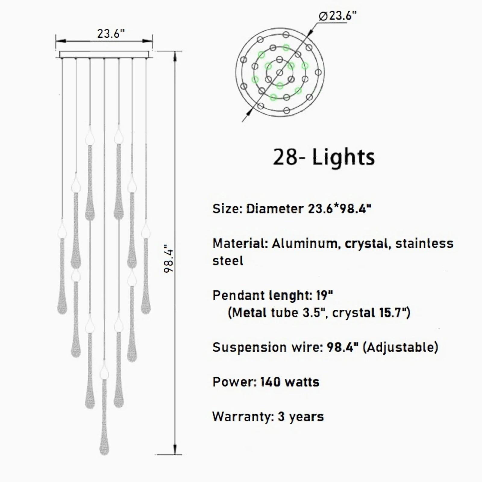 Castagniers | Staircase Gold Crystal Chandelier