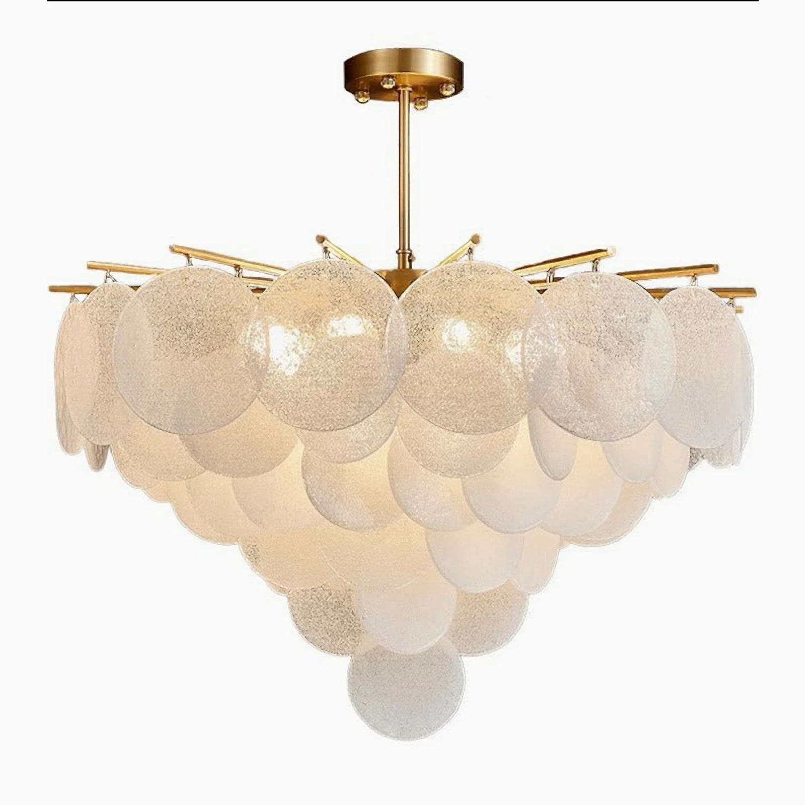 Peone | Round Obscure Glass Ceiling Chandelier