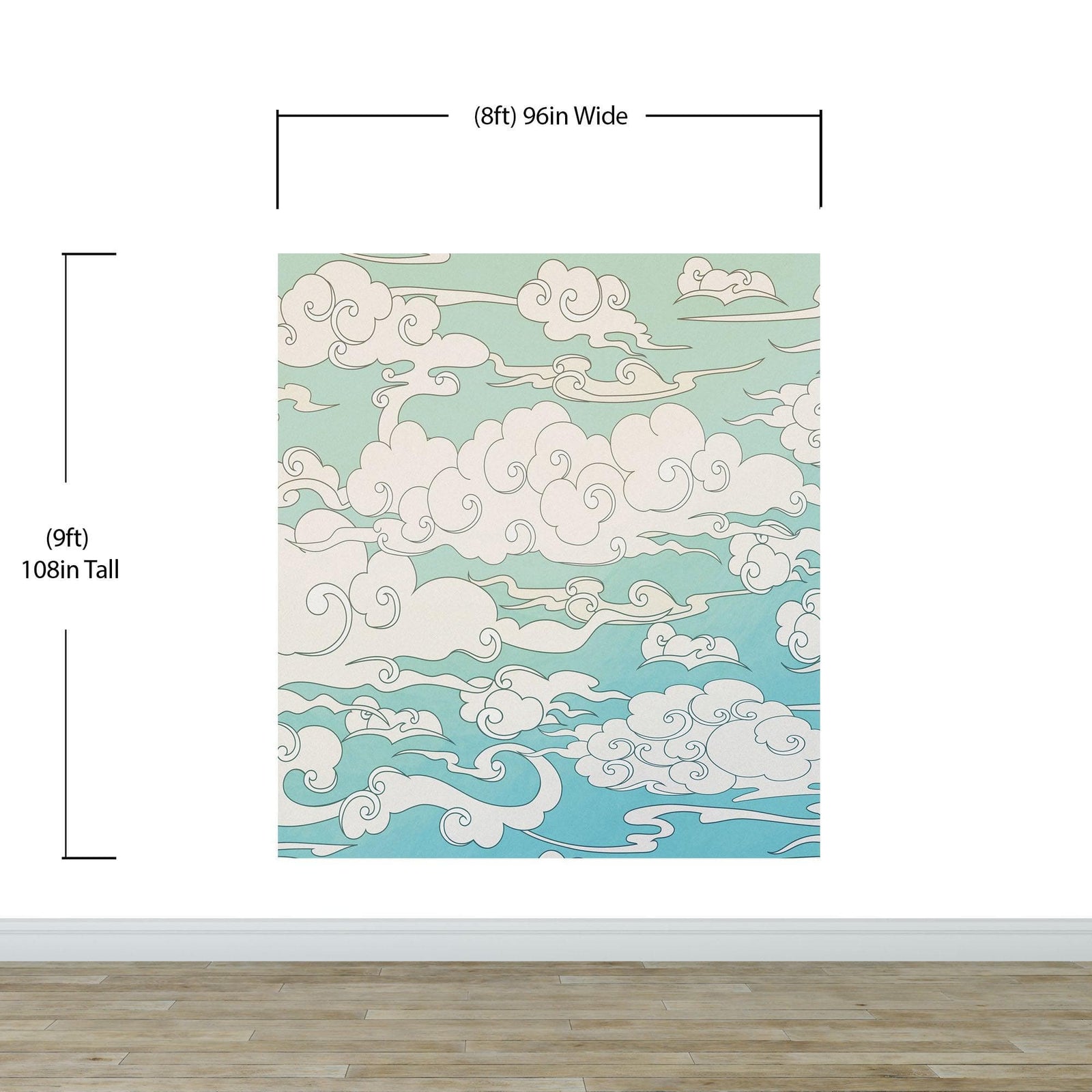 Japanese Traditional Curly Cloud in Sky Abstract Illustration Asian Decor Wall Mural. Peel and Stick Wallpaper. #6297
