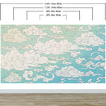 Japanese Traditional Curly Cloud in Sky Abstract Illustration Asian Decor Wall Mural. Peel and Stick Wallpaper. #6297