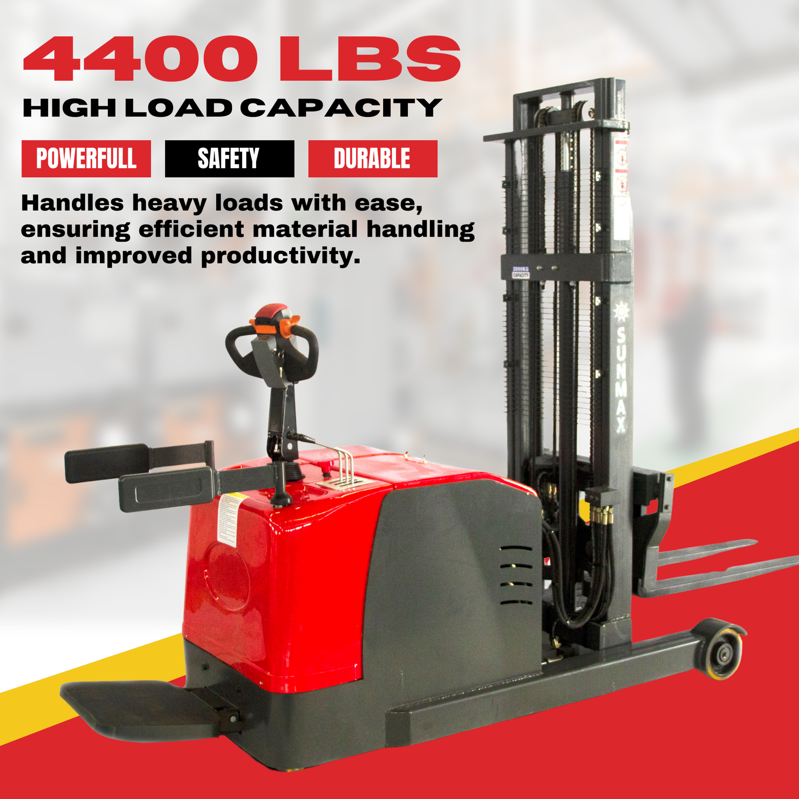 MRT4400-3M-19 Moving Mast Reach Truck, 4400 lbs Load Capacity, 118