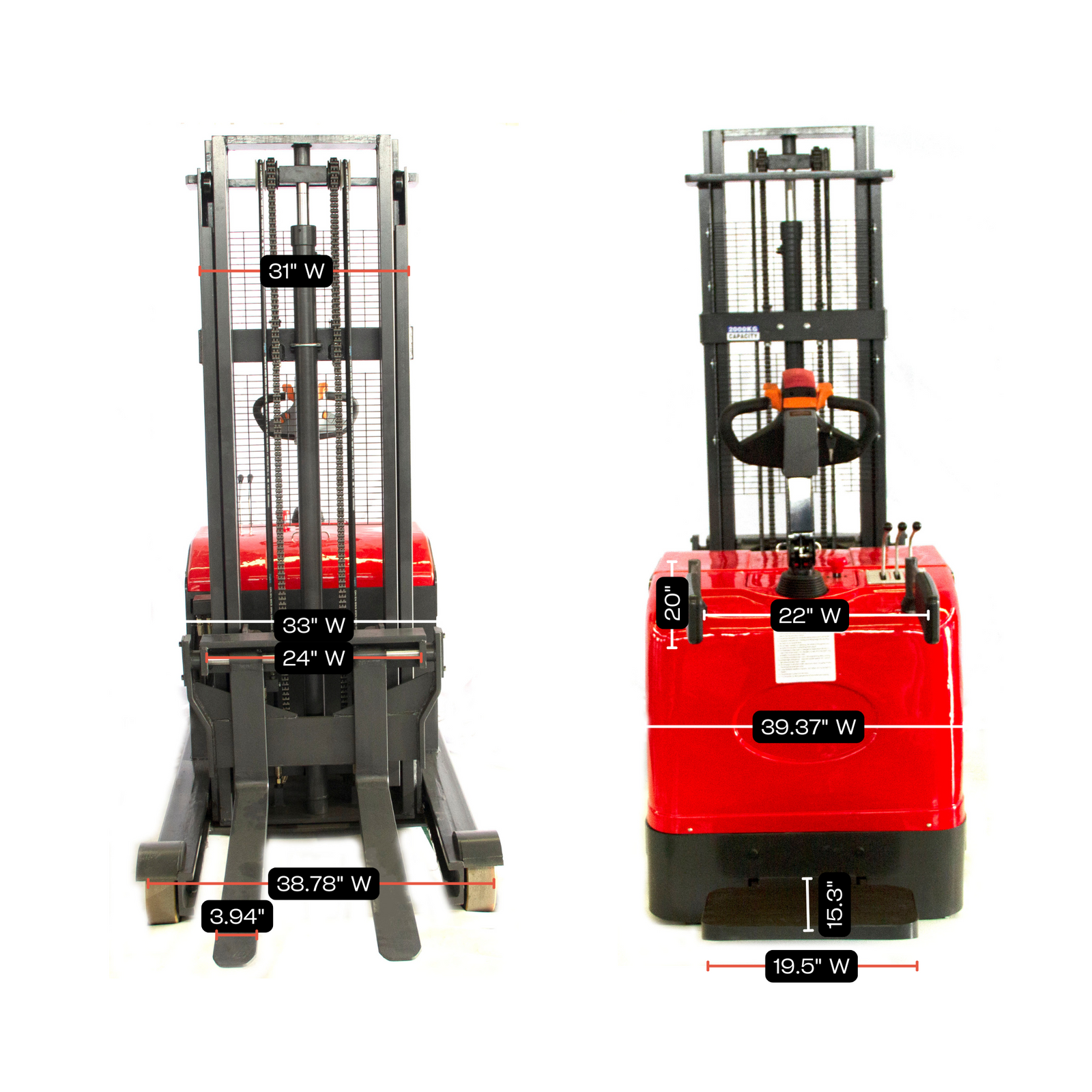 MRT4400-3M-19 Moving Mast Reach Truck, 4400 lbs Load Capacity, 118