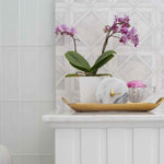 Snow White Lonte 13 9/16"x13 9/16" Multi Finish Kent Marble Mosaic Tile