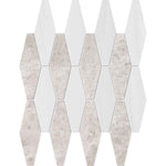 Silver Clouds Snow White 11"x14 15/16" Multi Finish Rhomboid Blend Marble Mosaic Tile