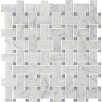 White Carrara 12"x12" Honed Basket Weave Marble Mosaic