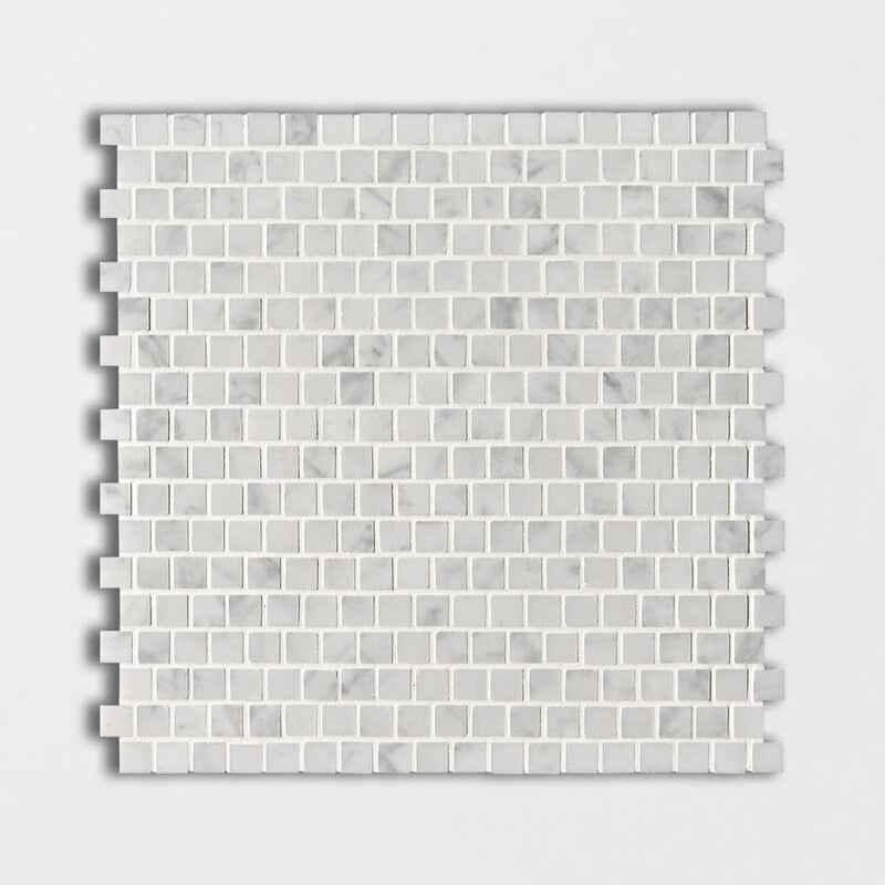 White Carrara C 12"x12" Polished 5/8x5/8 Marble Mosaic
