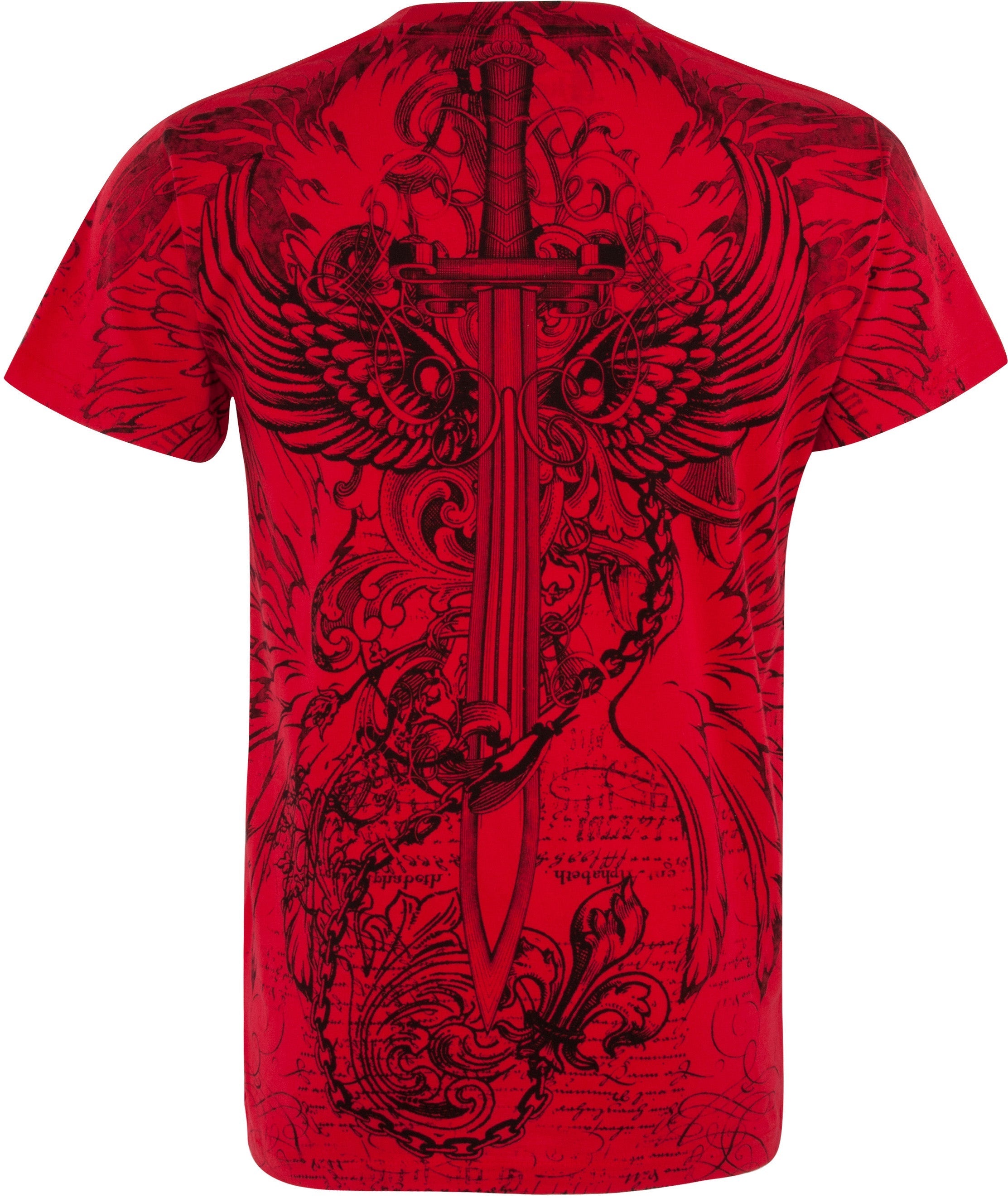 Sakkas Eagle,Sword and Chains Metallic Silver Embossed Cotton Mens T-Shirt