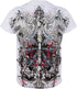 Sakkas Eagle Head and Fleur de Lis Metallic Silver Embossed Cotton Mens T-Shirt