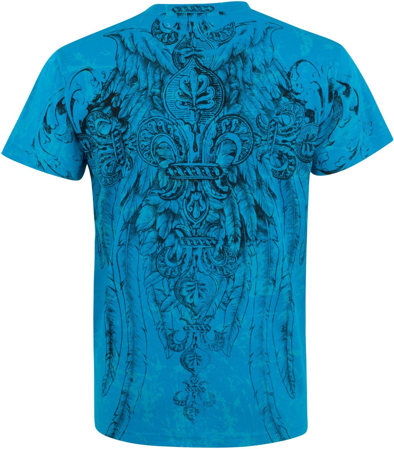 Men's Silver Metallic Embossed Fleur De Lis Cross Cotton Fashion T-shirt by Sakkas