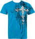 Men's Silver Metallic Embossed Fleur De Lis Cross Cotton Fashion T-shirt by Sakkas