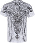 Men's Silver Metallic Embossed Fleur De Lis Cross Cotton Fashion T-shirt by Sakkas