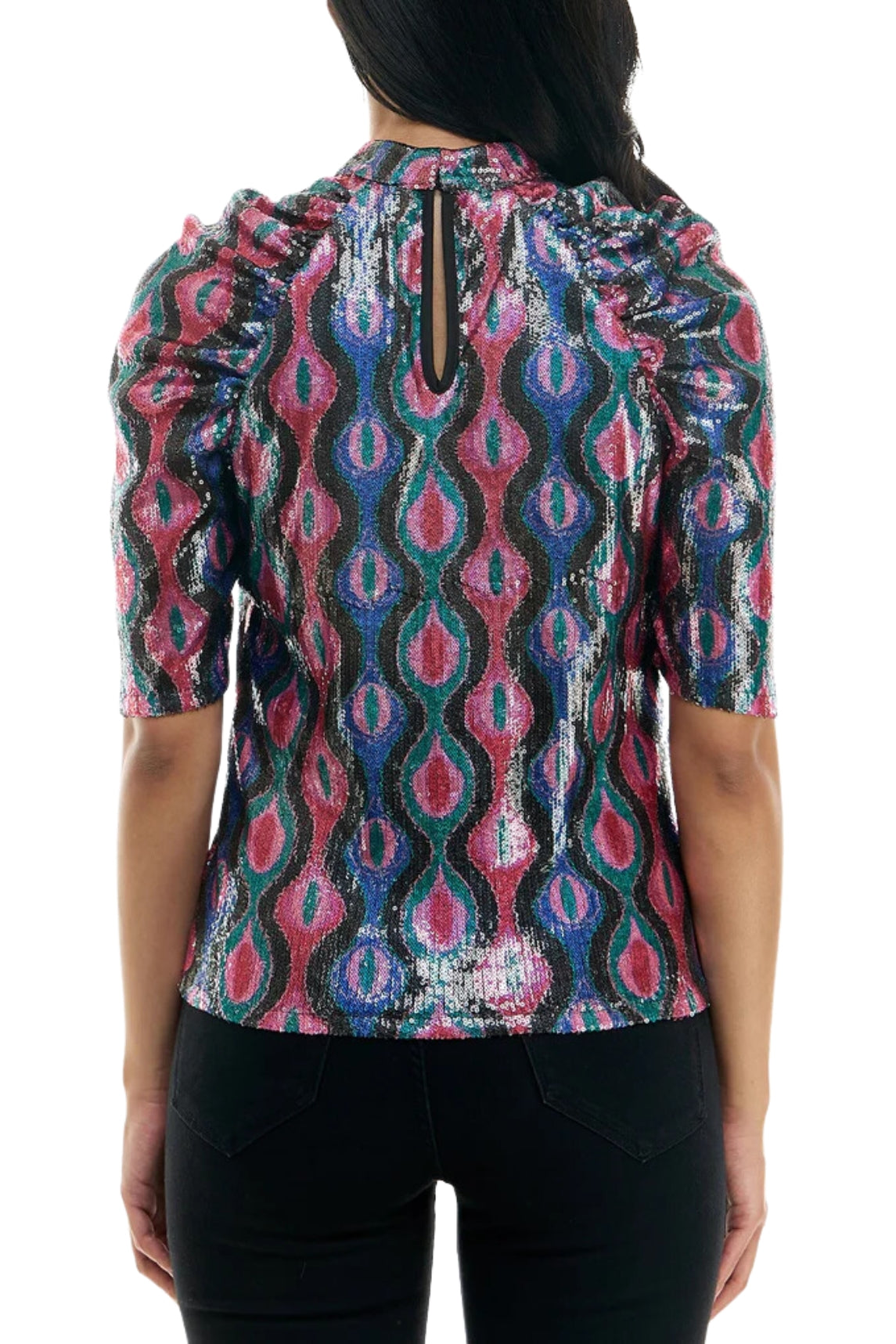 Nicole Miller All Over Sequin Top